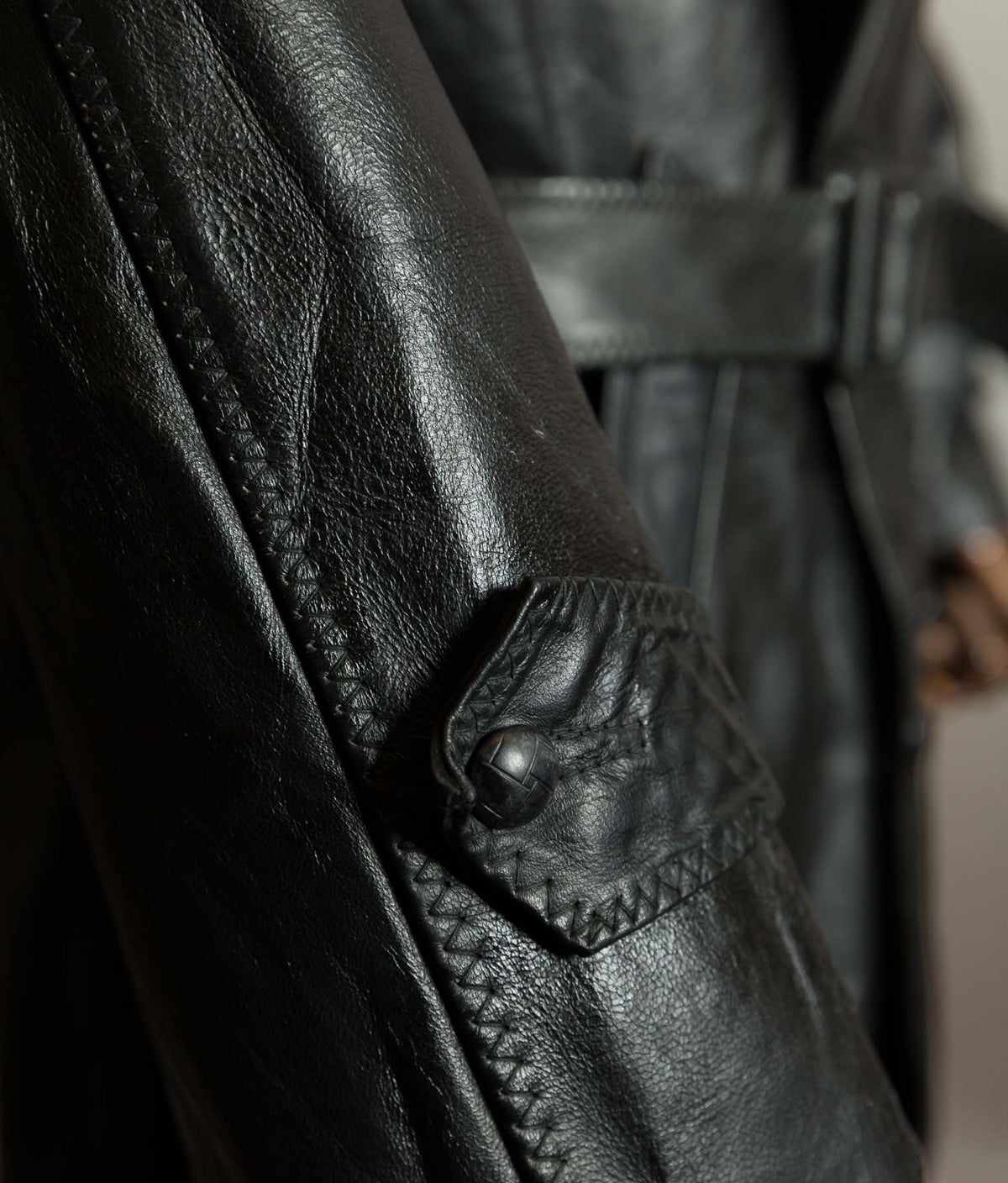 Original 1950s Italian Carabinieri Double-Breasted Leather Police Coat