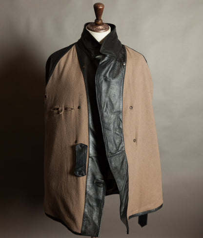 Original 1950s Italian Carabinieri Double-Breasted Leather Police Coat