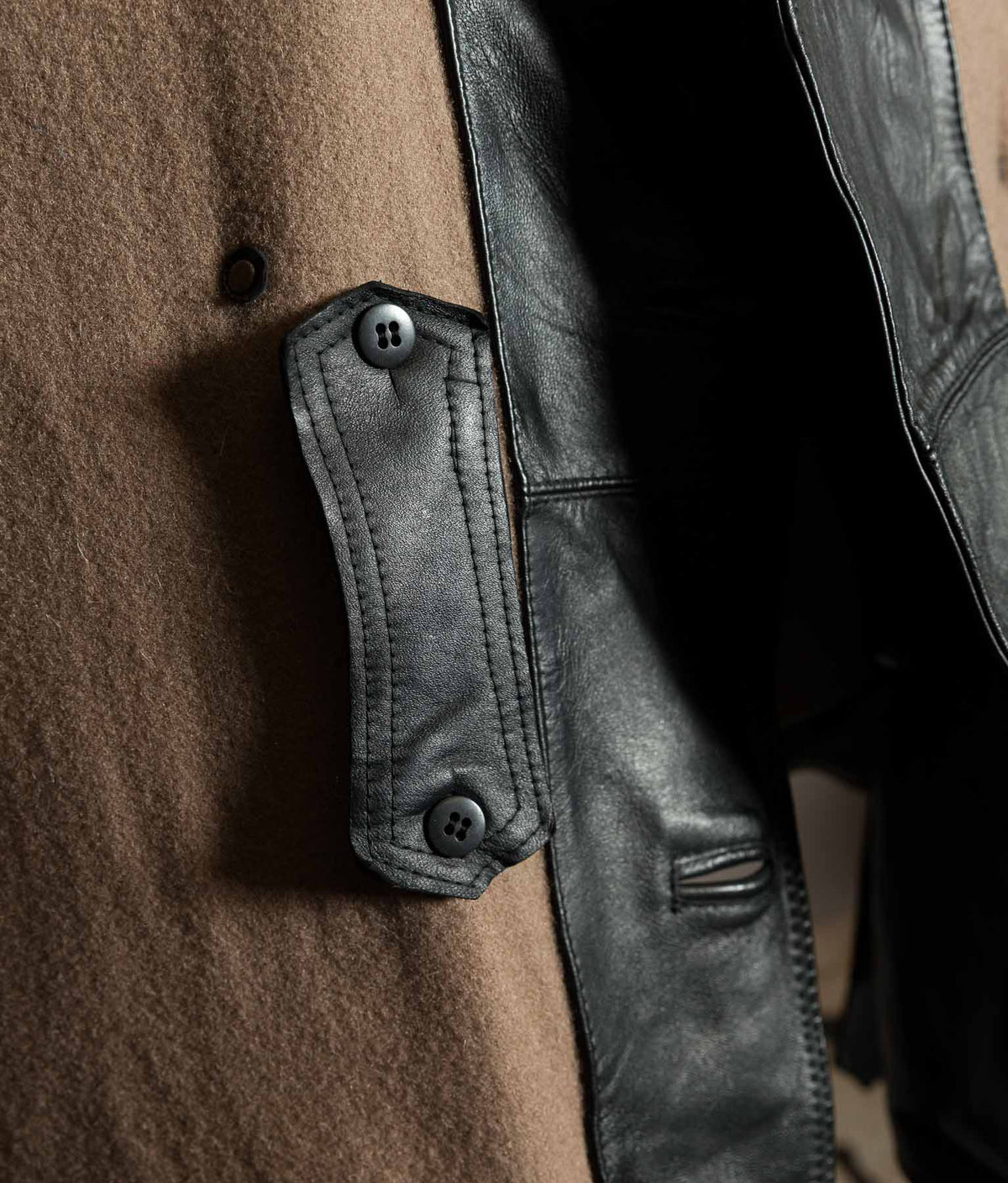 Original 1950s Italian Carabinieri Double-Breasted Leather Police Coat