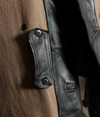 Original 1950s Italian Carabinieri Double-Breasted Leather Police Coat