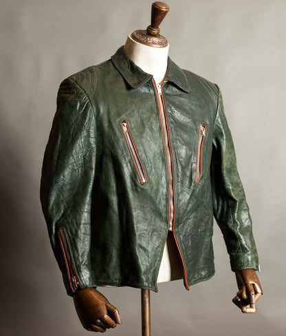 Vintage 1960s East German Leather Motorcycle Jacket, EWA Zippers