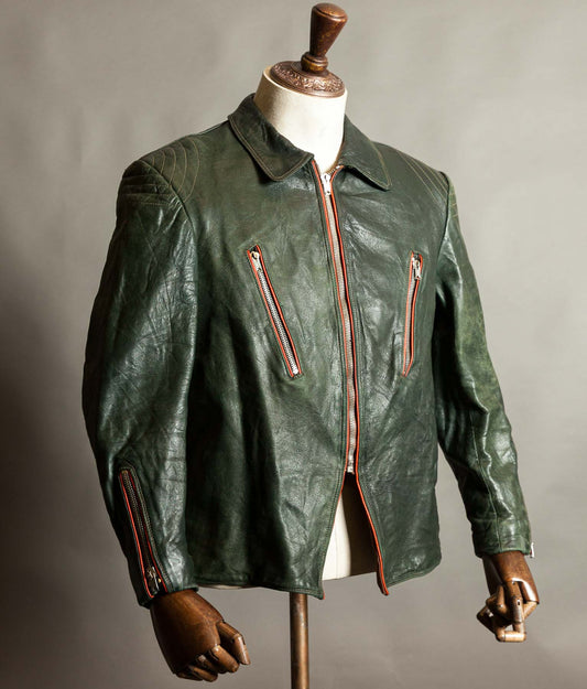 Vintage 1960s East German Leather Motorcycle Jacket, EWA Zippers