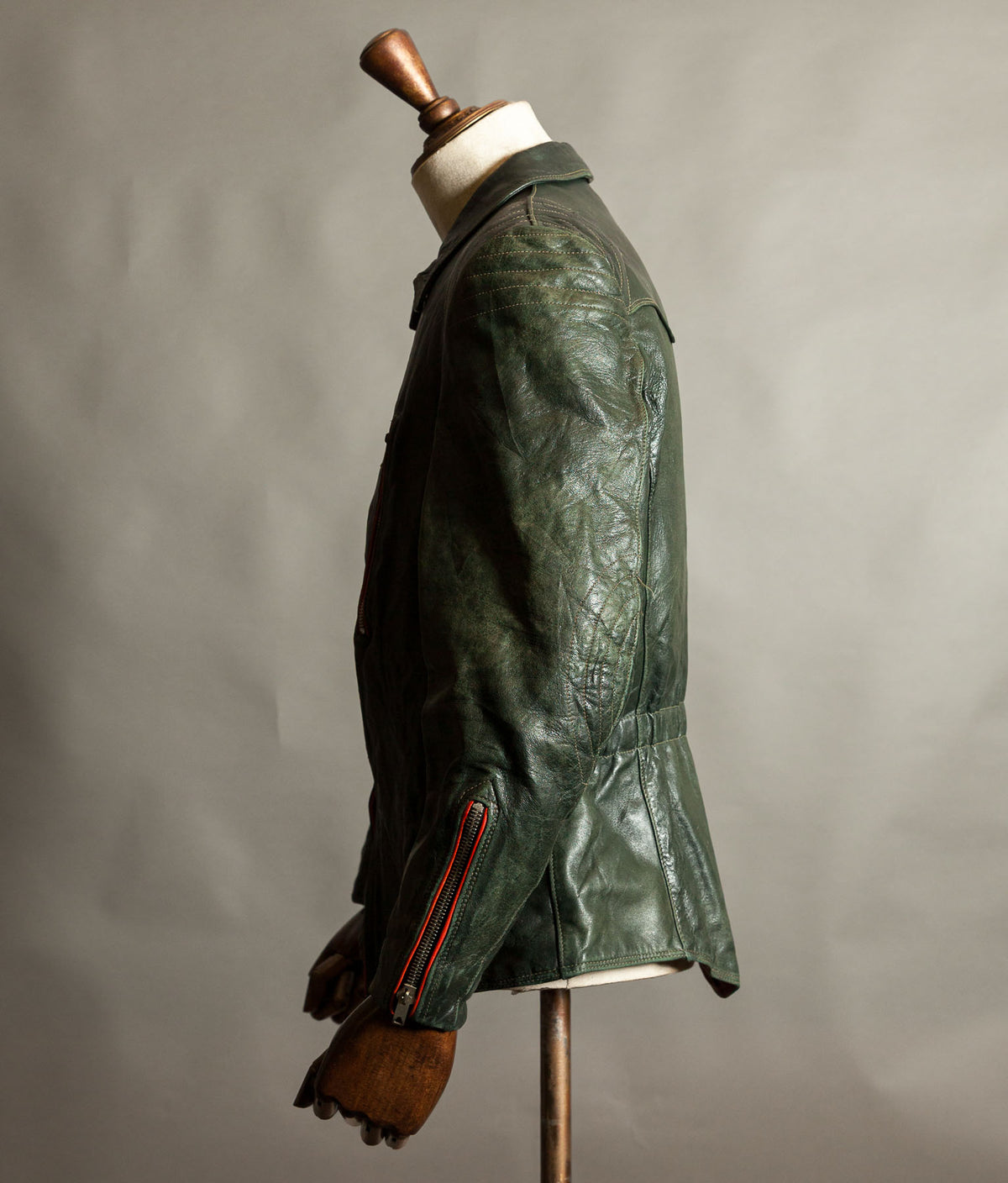 Vintage 1960s East German Leather Motorcycle Jacket, EWA Zippers