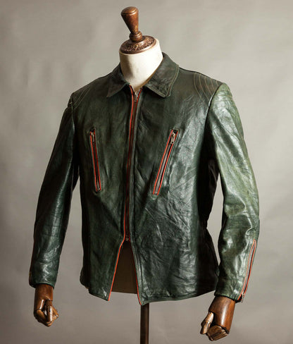 Vintage 1960s East German Leather Motorcycle Jacket, EWA Zippers