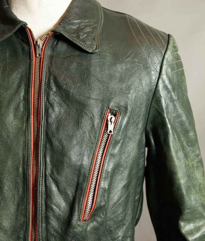 Vintage 1960s East German Leather Motorcycle Jacket, EWA Zippers