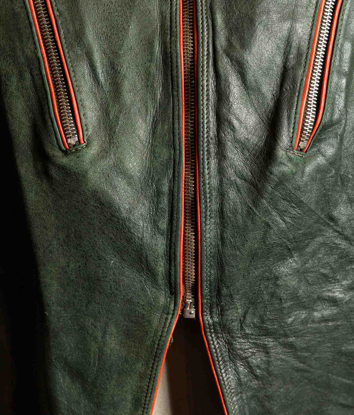 Vintage 1960s East German Leather Motorcycle Jacket, EWA Zippers