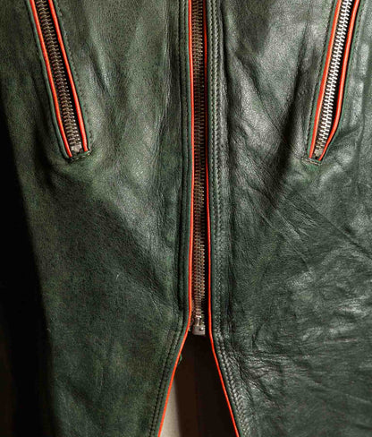 Vintage 1960s East German Leather Motorcycle Jacket, EWA Zippers