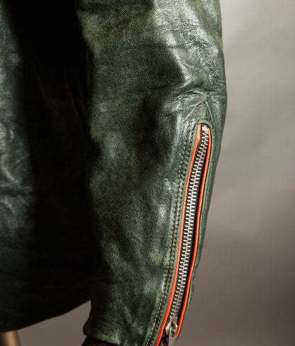 Vintage 1960s East German Leather Motorcycle Jacket, EWA Zippers