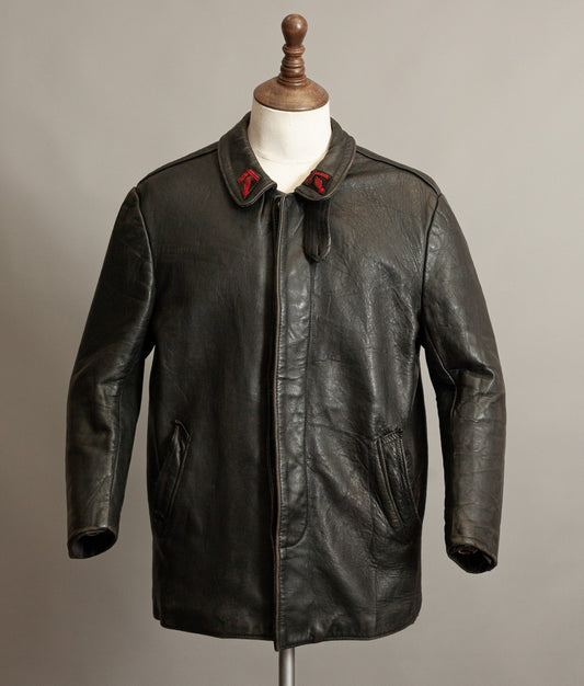 Vintage 1950s French Pompier Fireman Leather Jacket