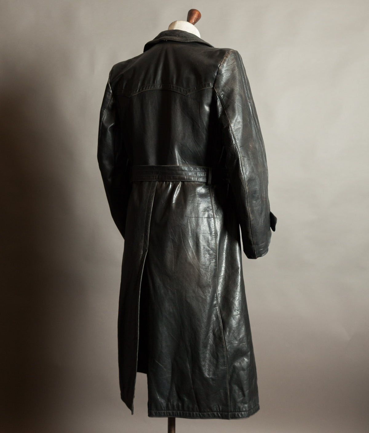 Original 1940s German WWII Private-Purchase Leather Officer Trench Coat