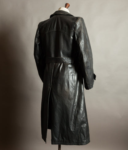 Original 1940s German WWII Private-Purchase Leather Officer Trench Coat
