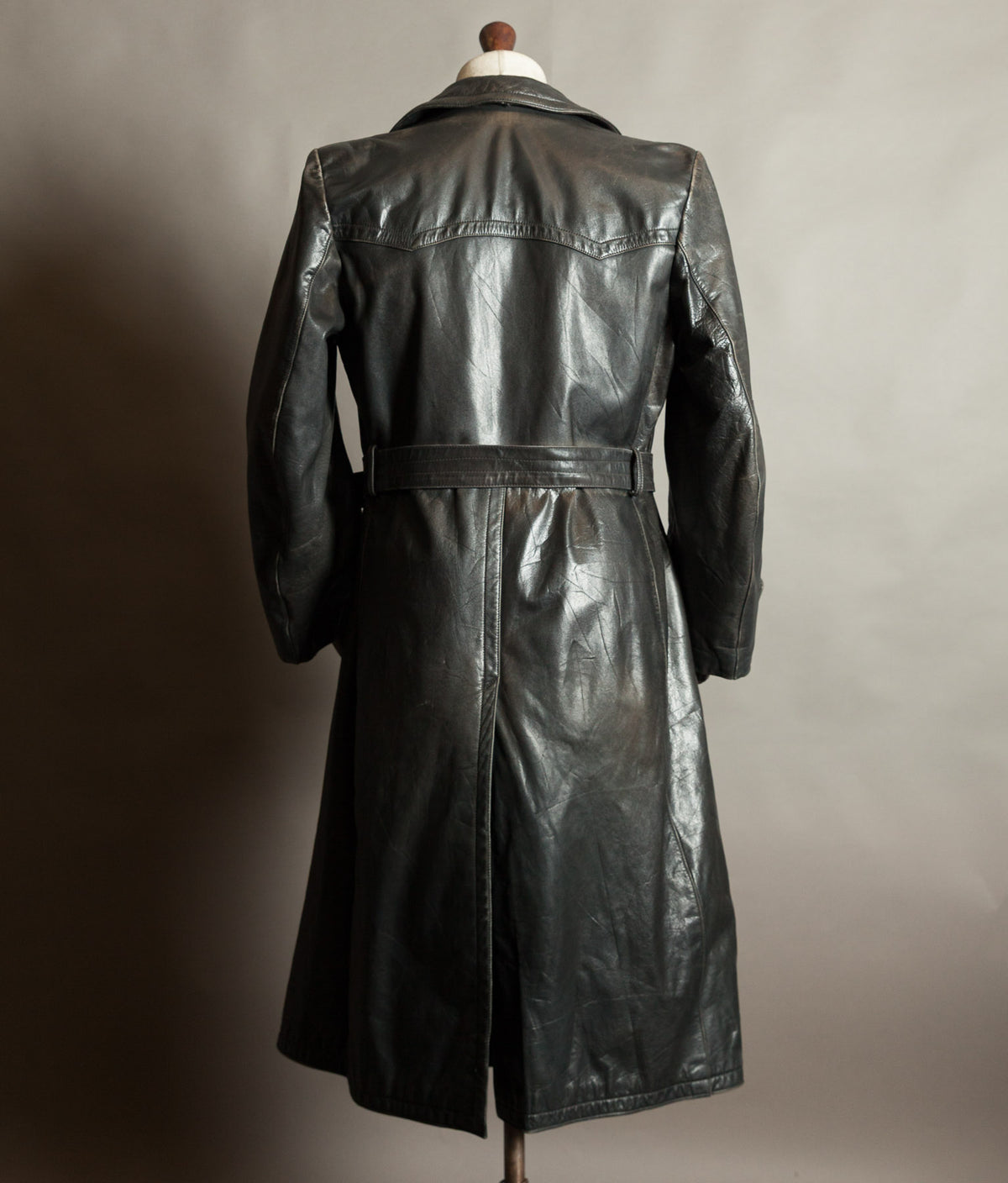 Original 1940s German WWII Private-Purchase Leather Officer Trench Coat