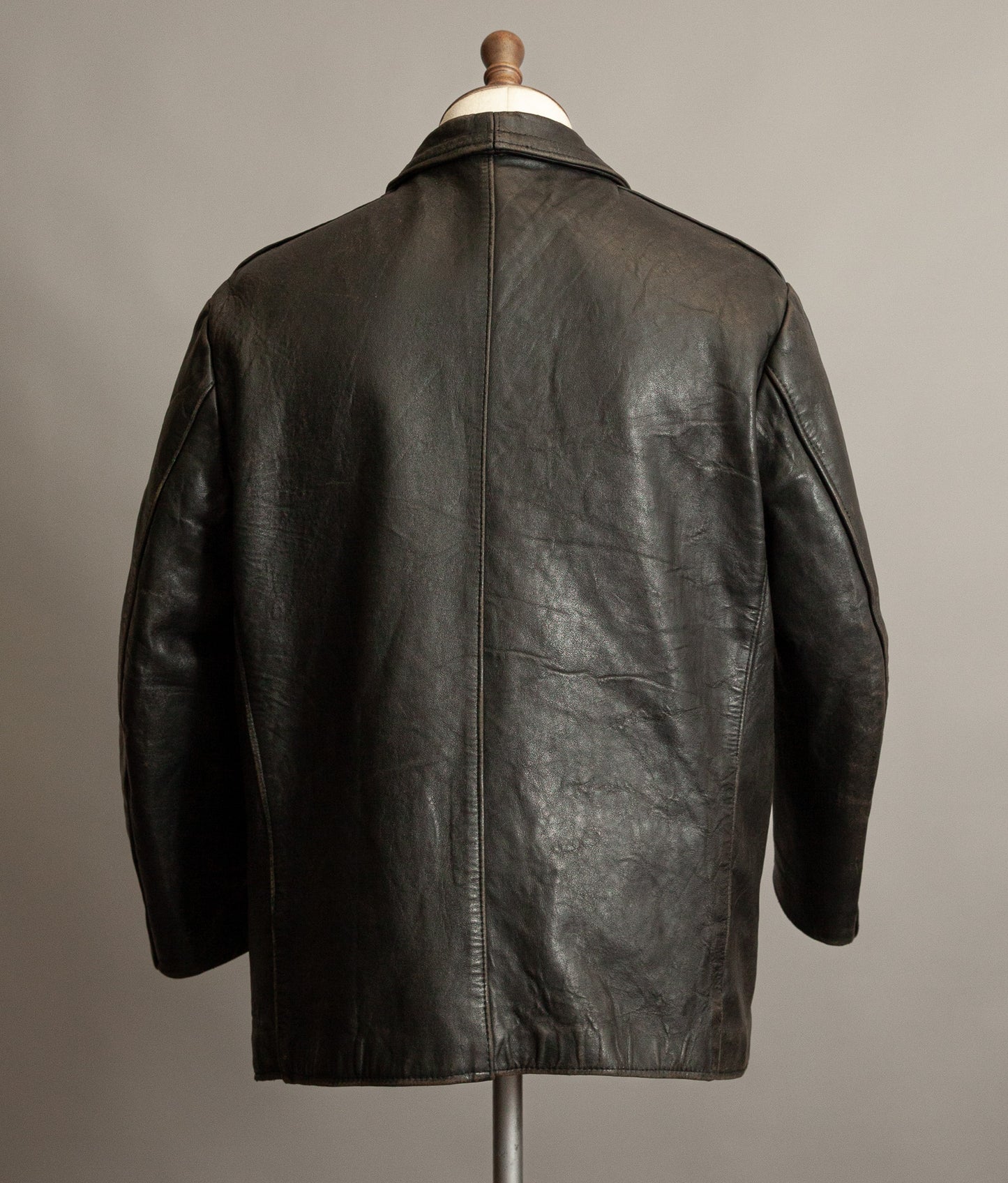 Vintage 1950s French Pompier Fireman Leather Jacket
