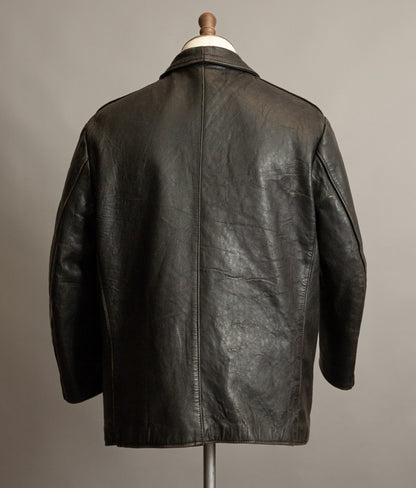 Vintage 1950s French Pompier Fireman Leather Jacket