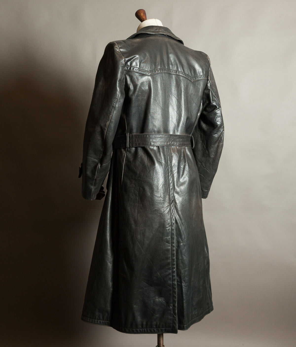 Original 1940s German WWII Private-Purchase Leather Officer Trench Coat