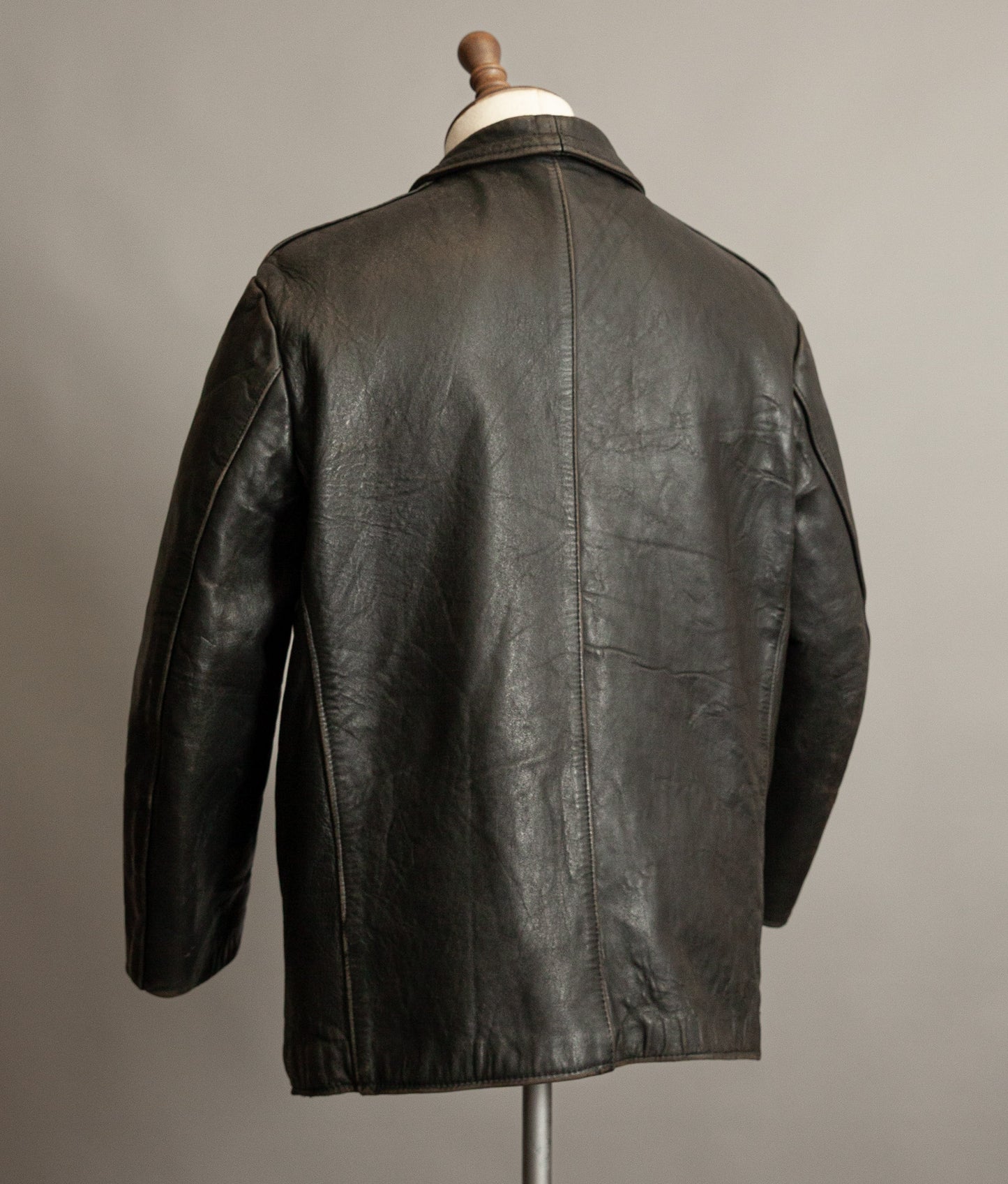Vintage 1950s French Pompier Fireman Leather Jacket