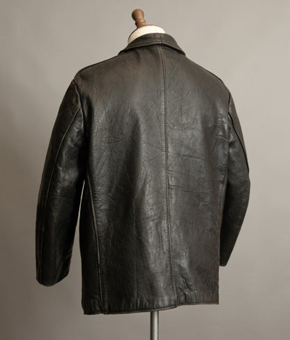 Vintage 1950s French Pompier Fireman Leather Jacket