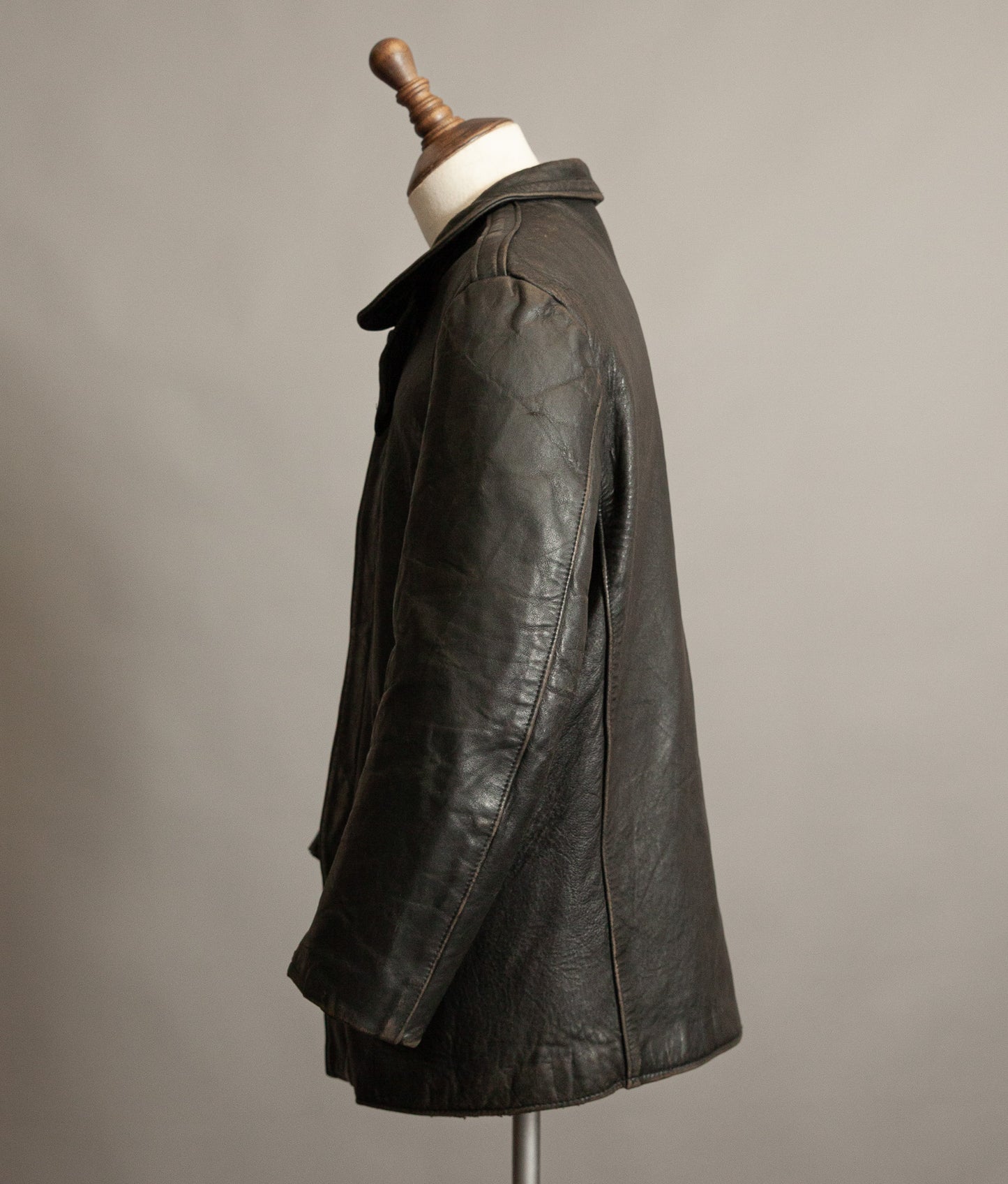 Vintage 1950s French Pompier Fireman Leather Jacket