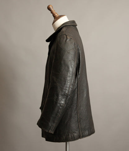 Vintage 1950s French Pompier Fireman Leather Jacket