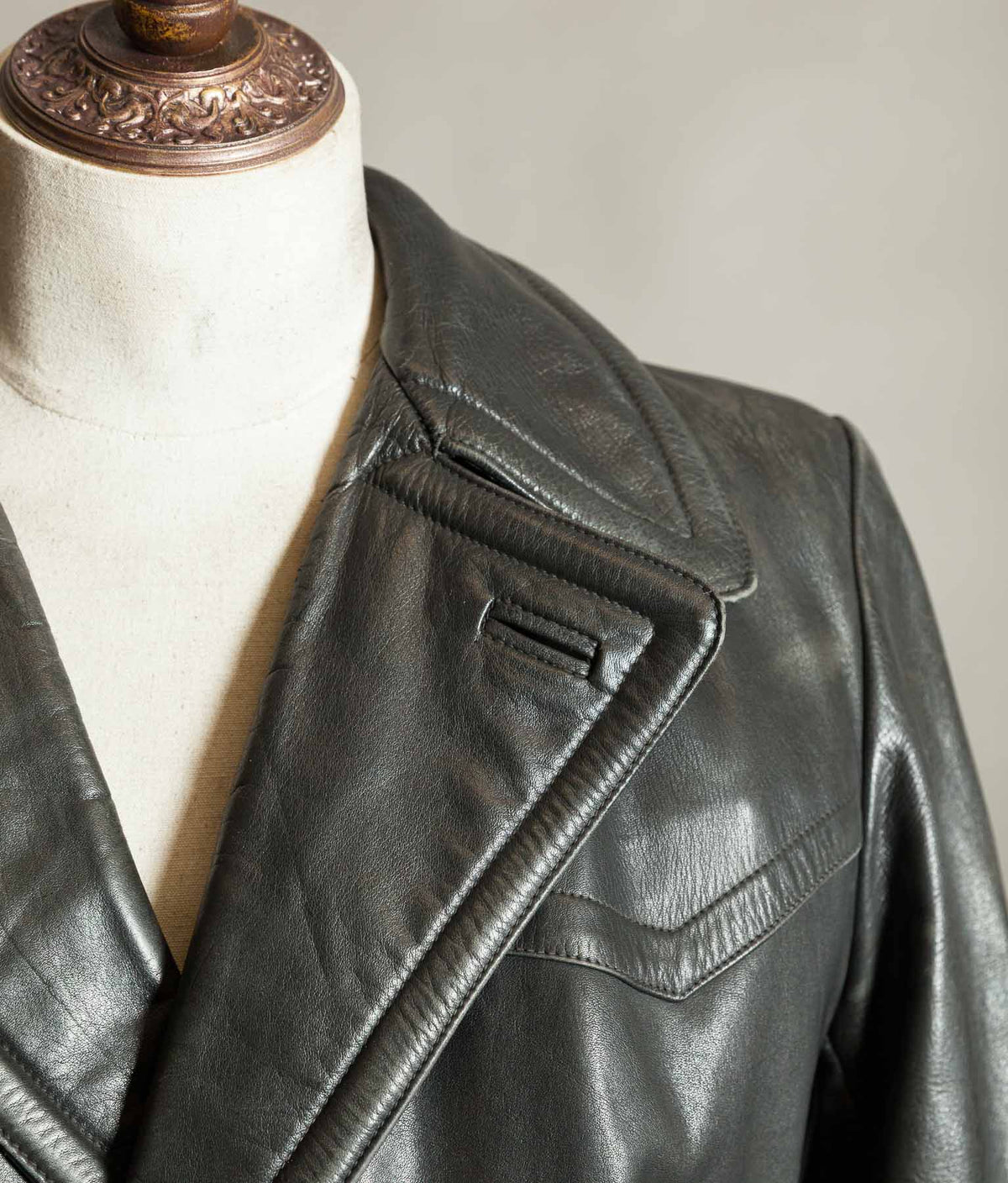 Original 1940s German WWII Private-Purchase Leather Officer Trench Coat