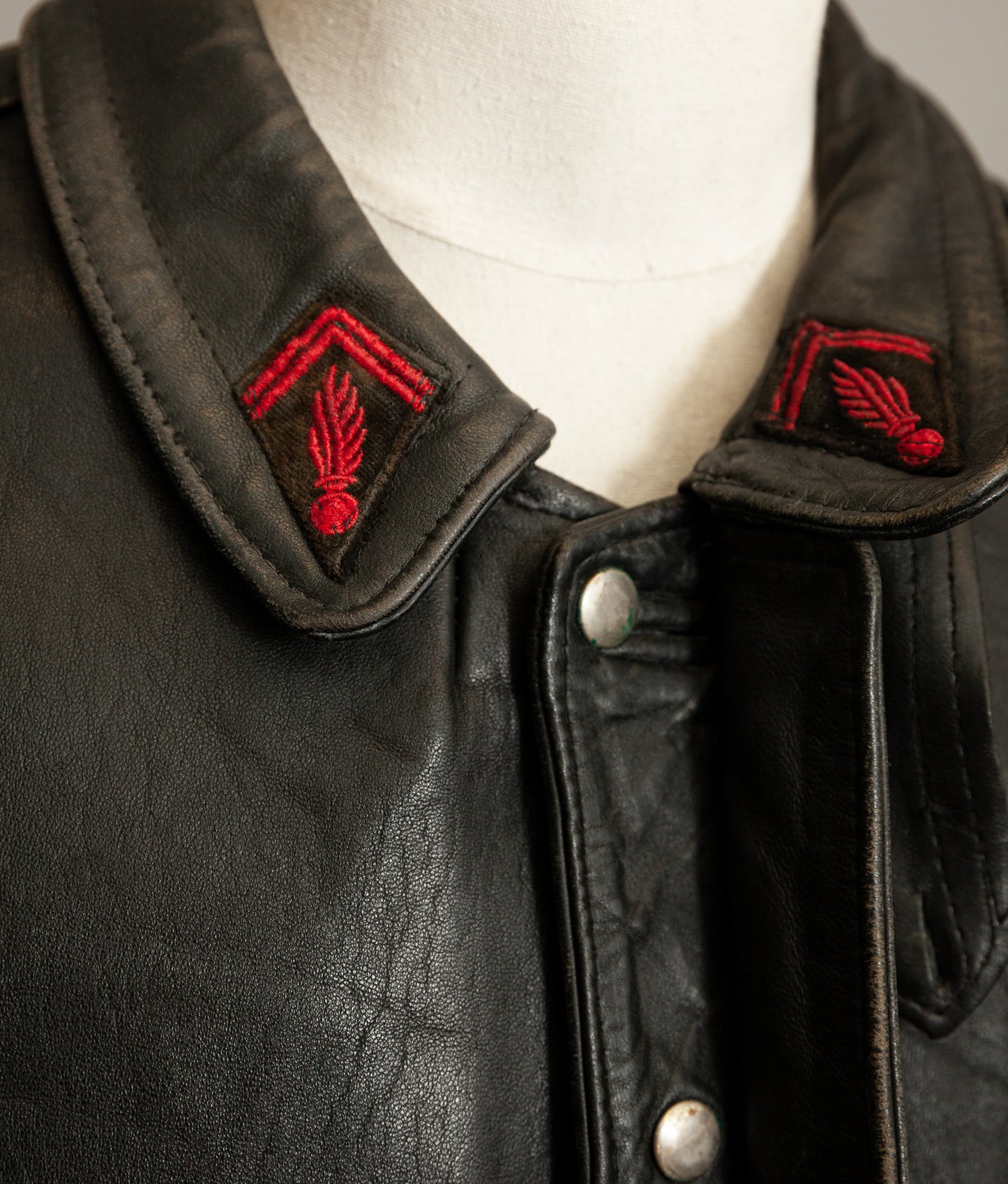 Vintage 1950s French Pompier Fireman Leather Jacket
