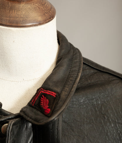 Vintage 1950s French Pompier Fireman Leather Jacket