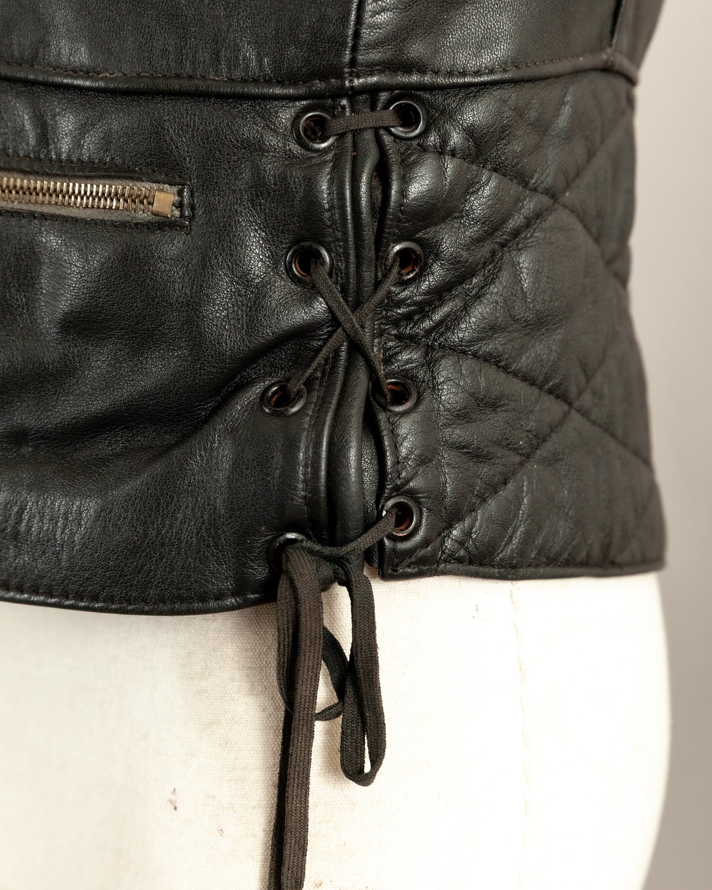 Vintage 1950s German Black Leather Motorcycle Jacket Small (38)
