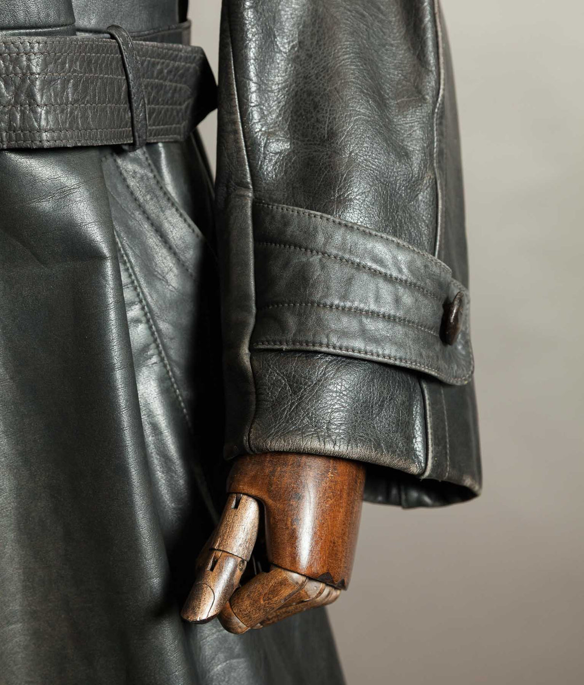 Original 1940s German WWII Private-Purchase Leather Officer Trench Coat