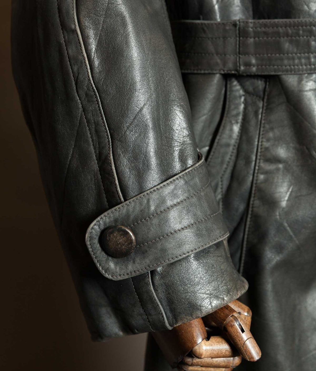 Original 1940s German WWII Private-Purchase Leather Officer Trench Coat