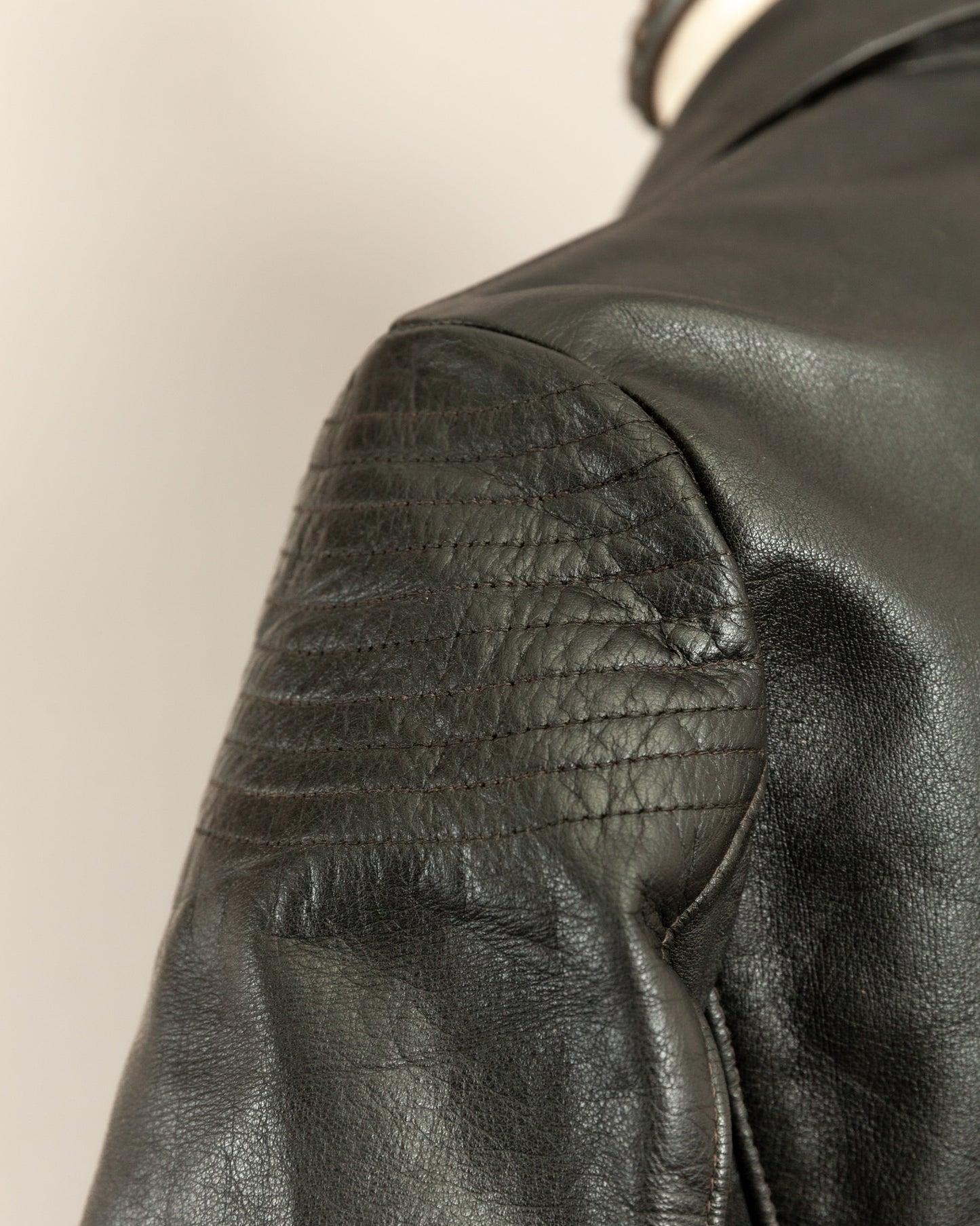 Vintage 1950s German Black Leather Motorcycle Jacket Small (38)