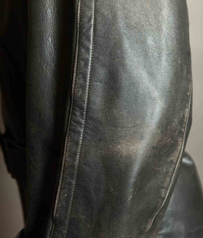 Original 1940s German WWII Private-Purchase Leather Officer Trench Coat