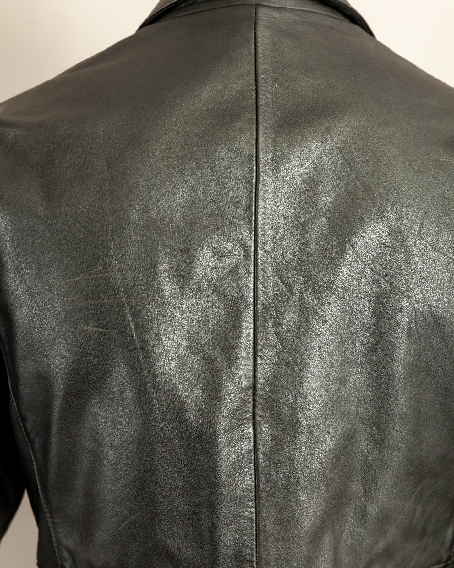 Vintage 1950s German Black Leather Motorcycle Jacket Small (38)