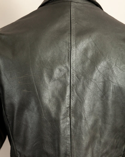 Vintage 1950s German Black Leather Motorcycle Jacket Small (38)