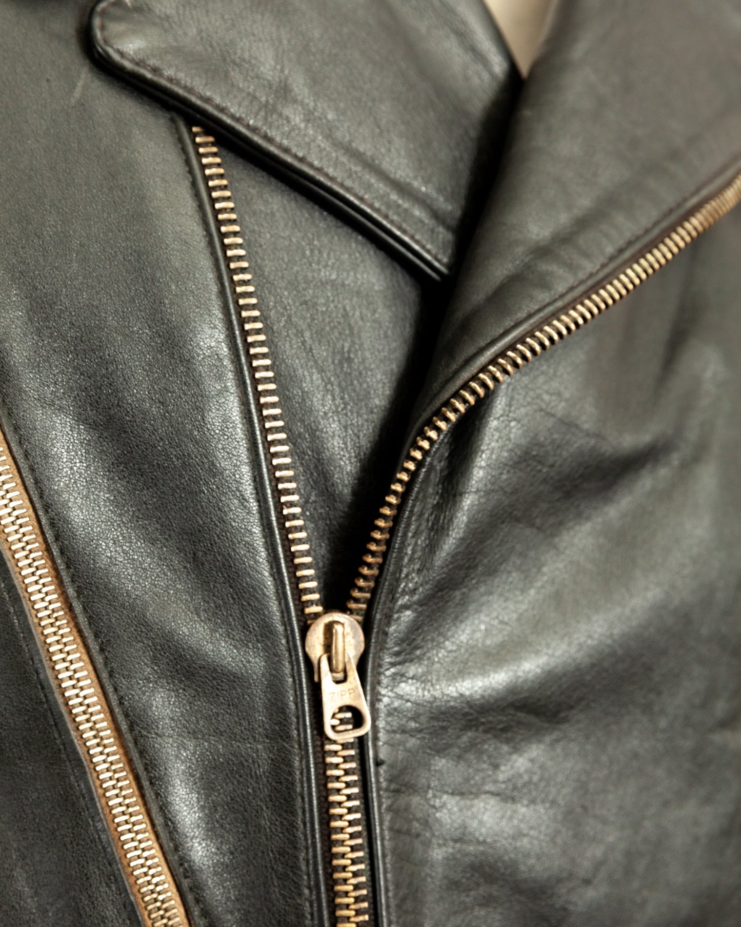 Vintage 1950s German Black Leather Motorcycle Jacket Small (38)