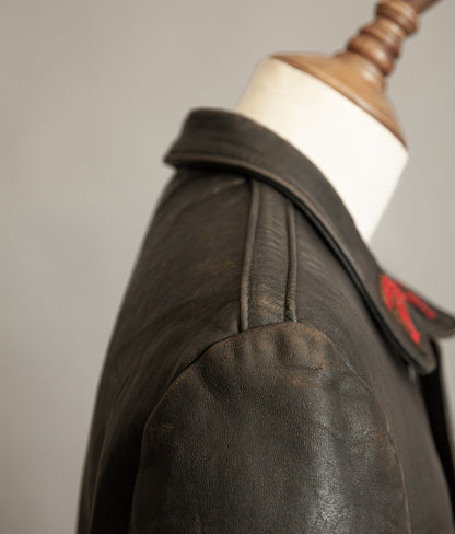 Vintage 1950s French Pompier Fireman Leather Jacket