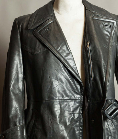 Original 1940s German WWII Private-Purchase Leather Officer Trench Coat