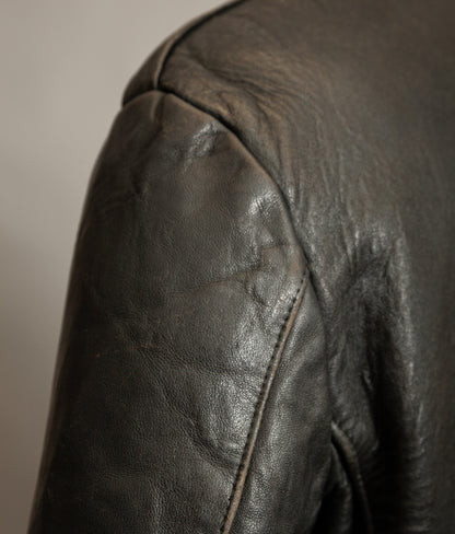 Vintage 1950s French Pompier Fireman Leather Jacket