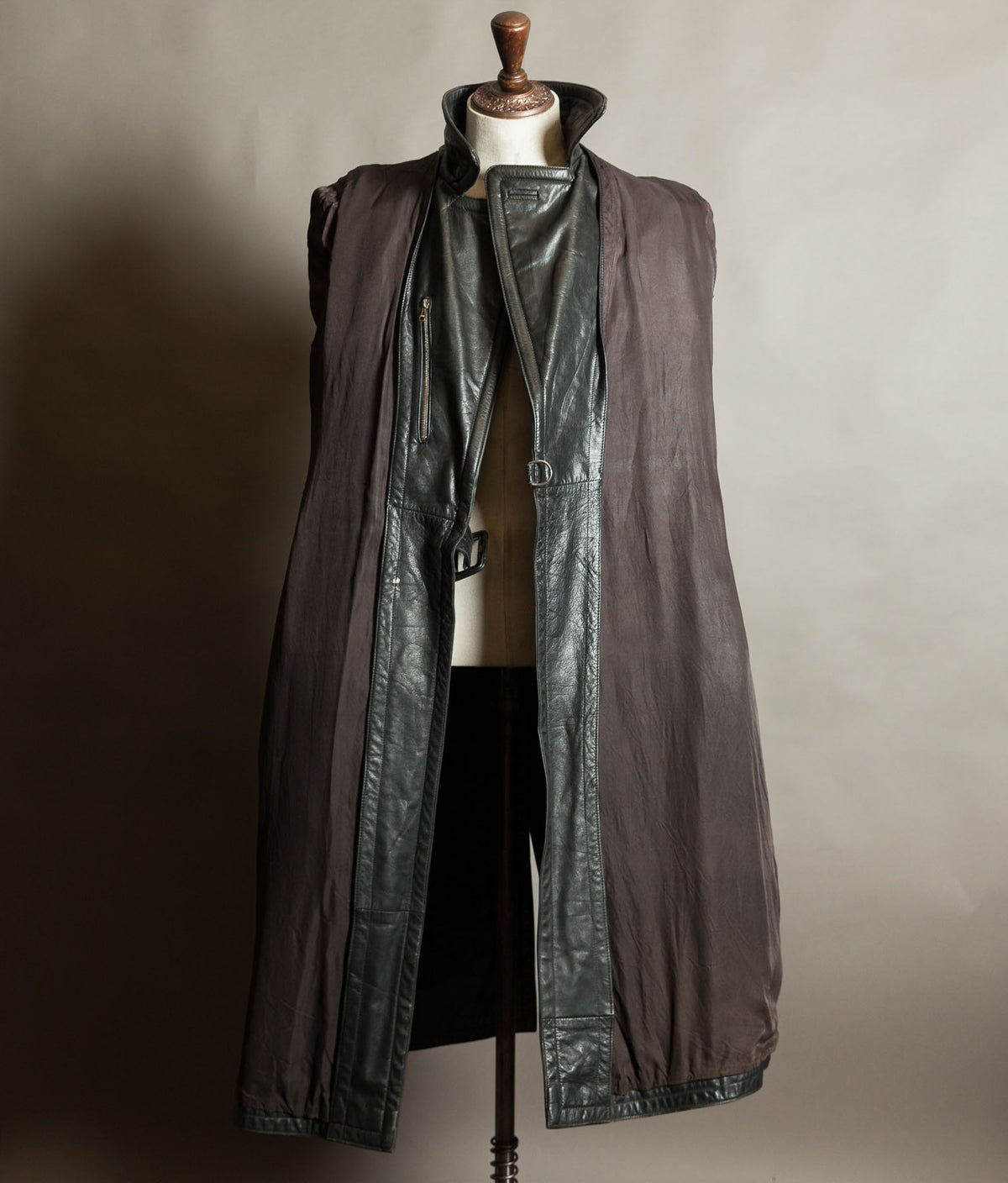 Original 1940s German WWII Private-Purchase Leather Officer Trench Coat