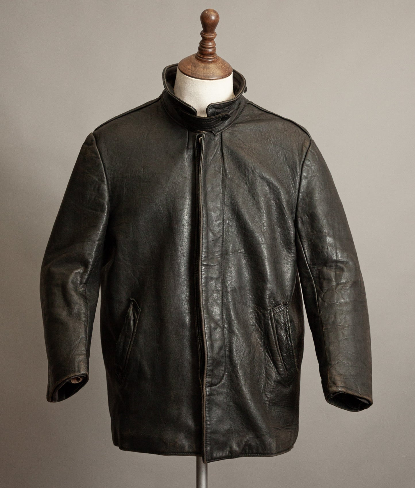 Vintage 1950s French Pompier Fireman Leather Jacket