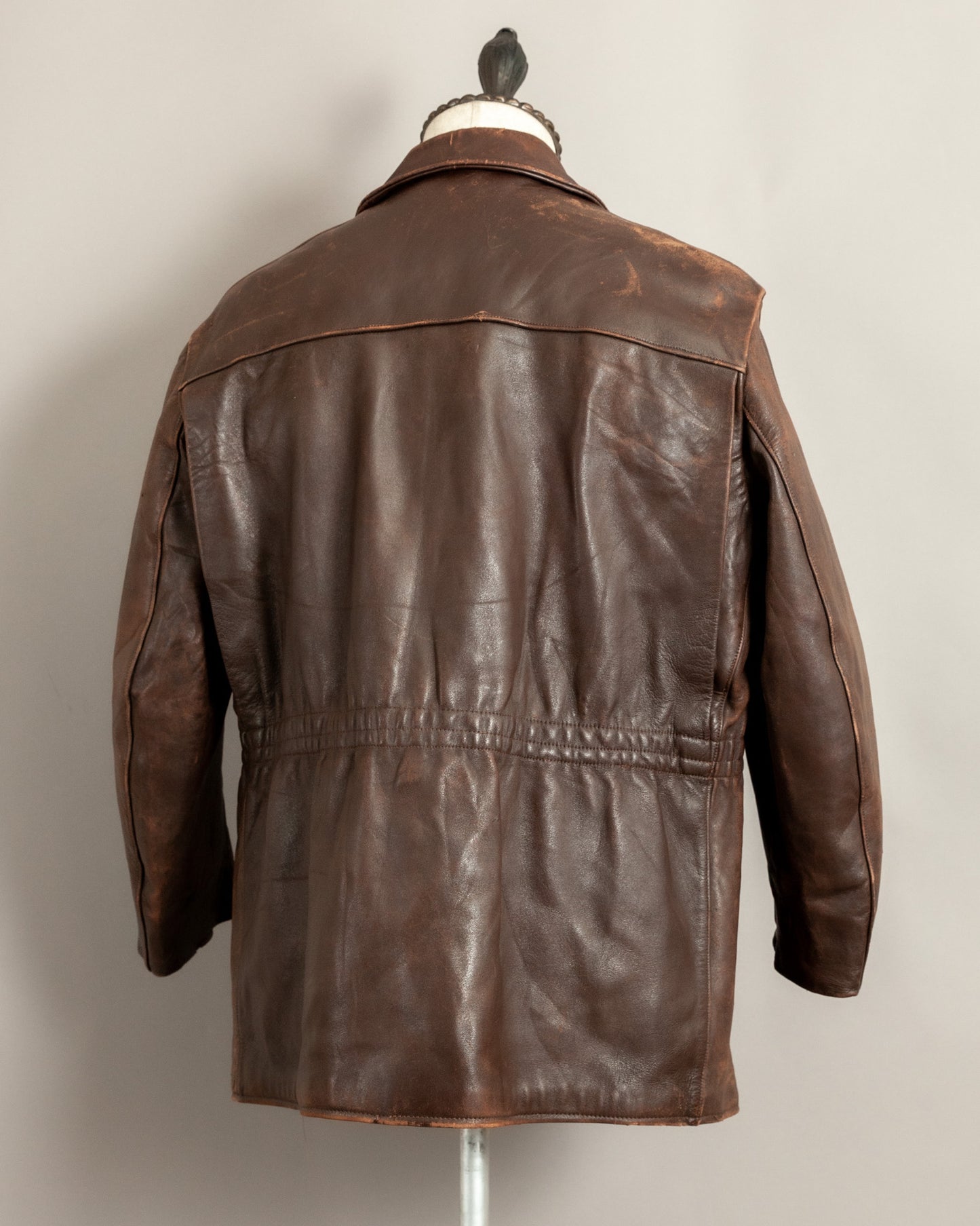 Vintage 1940s French Horsehide Leather Car Coat Large (44S)