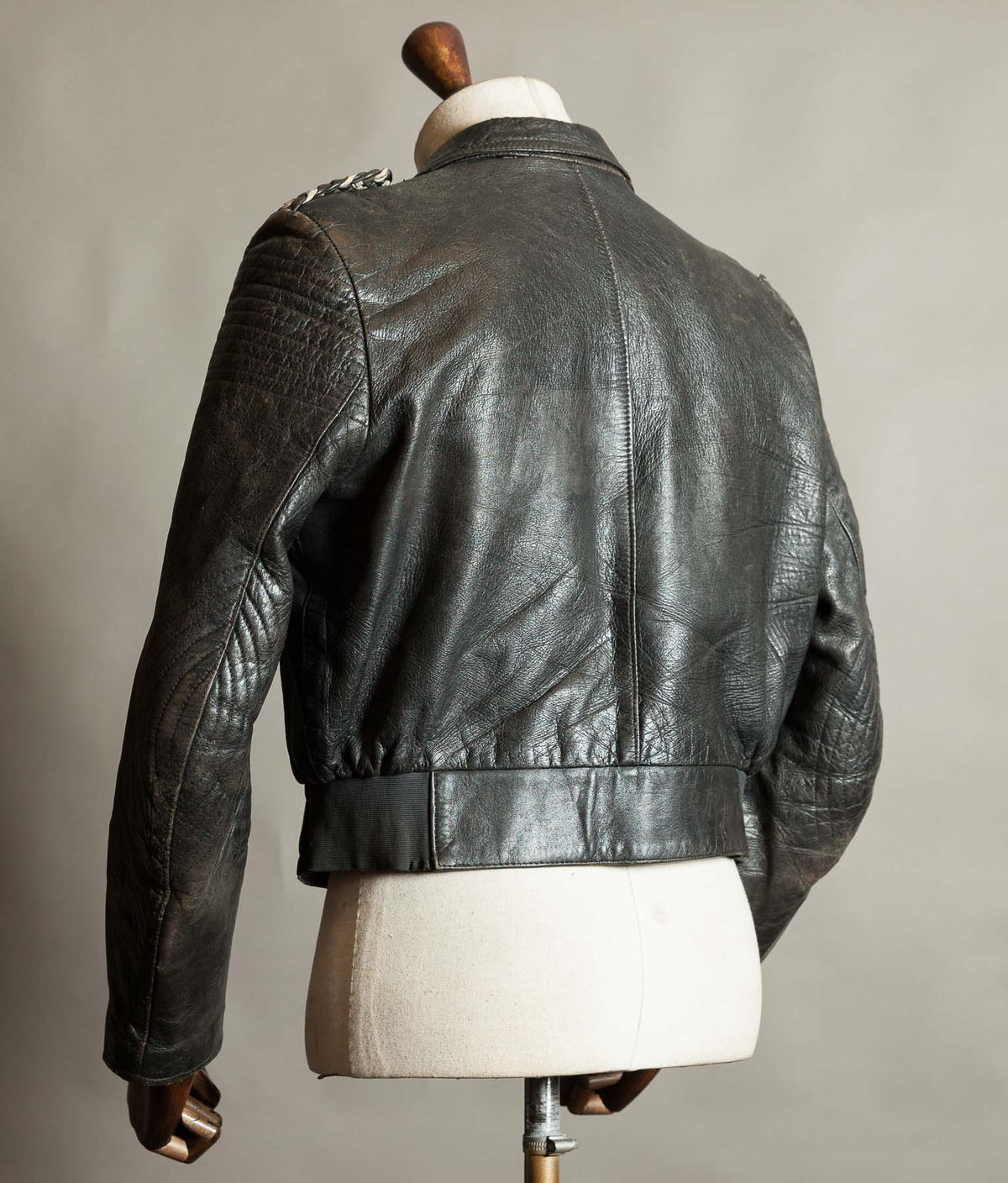 Original 1950s Swiss Leather Motorcycle Jacket, Riri & ZIPP Hardware