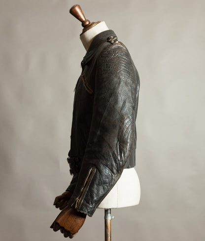 Original 1950s Swiss Leather Motorcycle Jacket, Riri & ZIPP Hardware