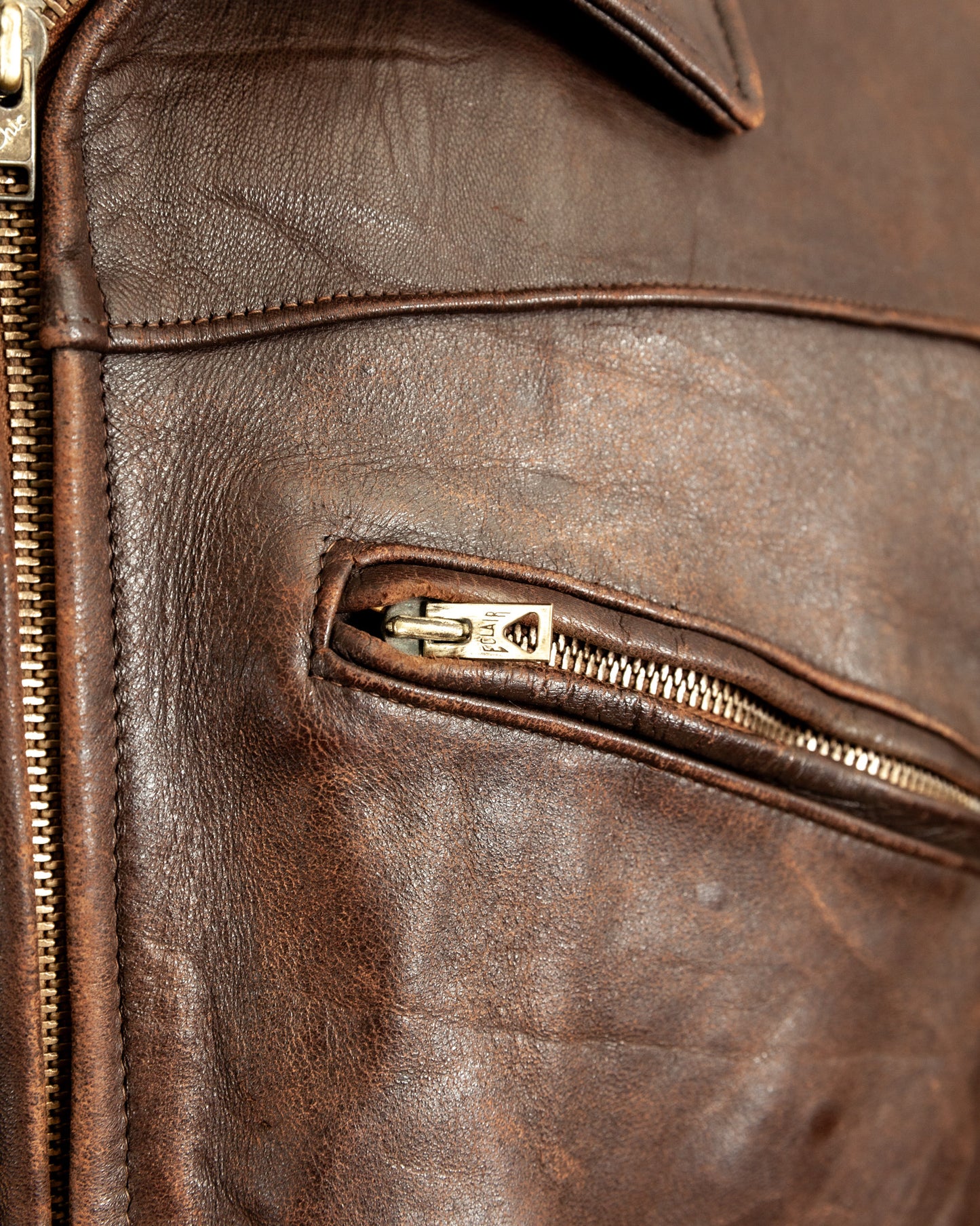 Vintage 1940s French Horsehide Leather Car Coat Large (44S)