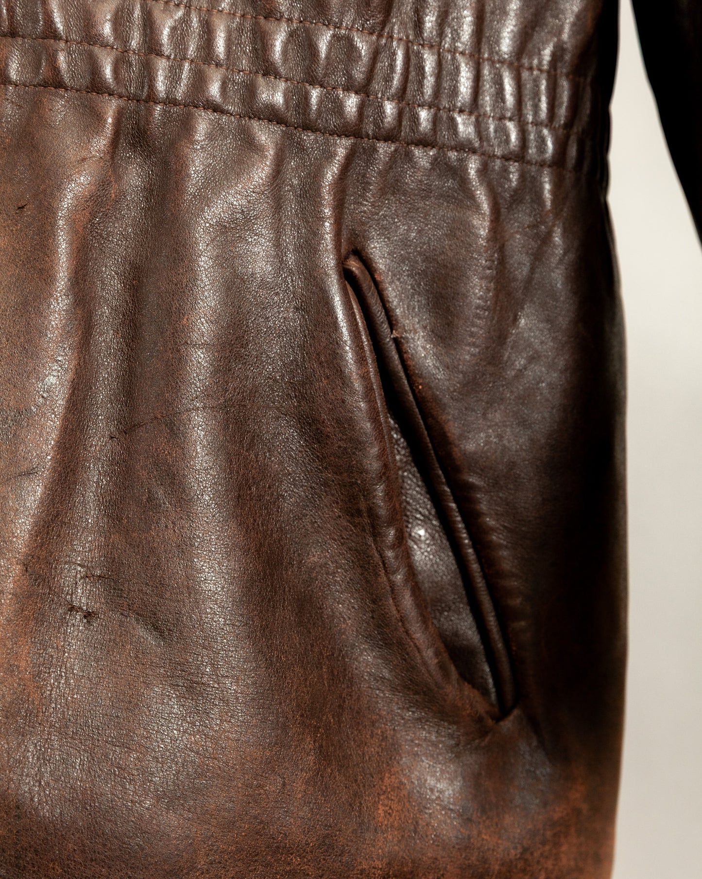 Vintage 1940s French Horsehide Leather Car Coat Large (44S)