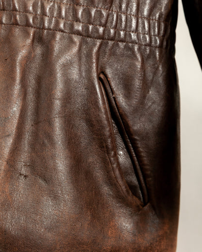 Vintage 1940s French Horsehide Leather Car Coat Large (44S)