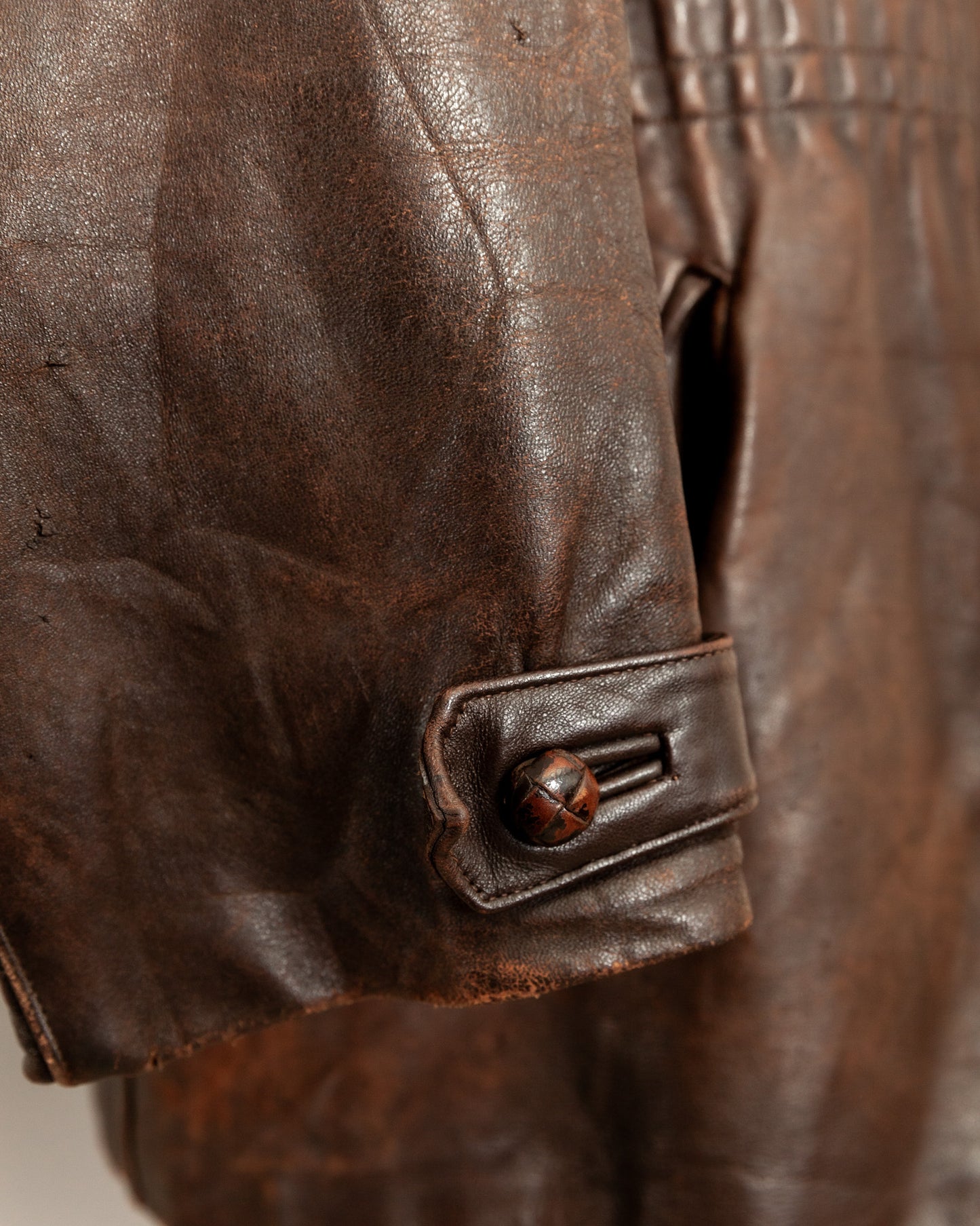 Vintage 1940s French Horsehide Leather Car Coat Large (44S)