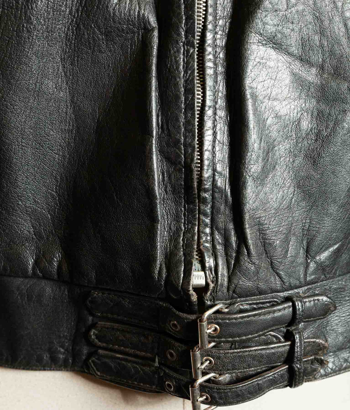 Original 1950s Swiss Leather Motorcycle Jacket, Riri & ZIPP Hardware