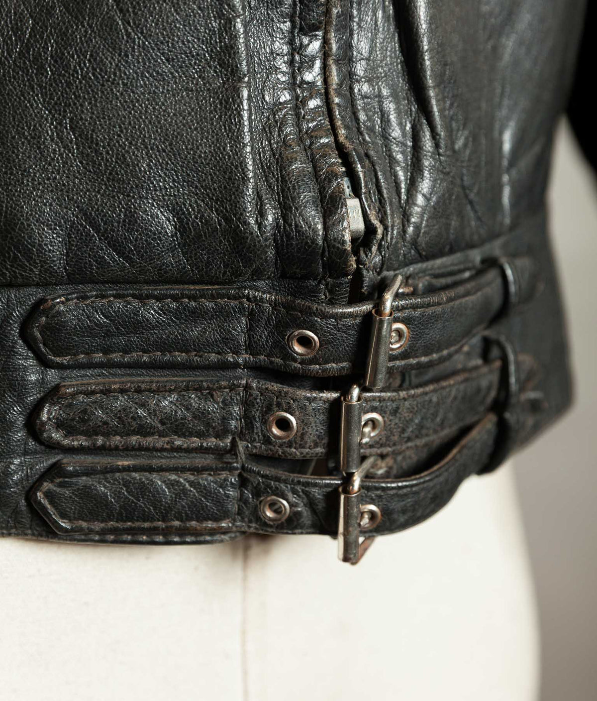 Original 1950s Swiss Leather Motorcycle Jacket, Riri & ZIPP Hardware