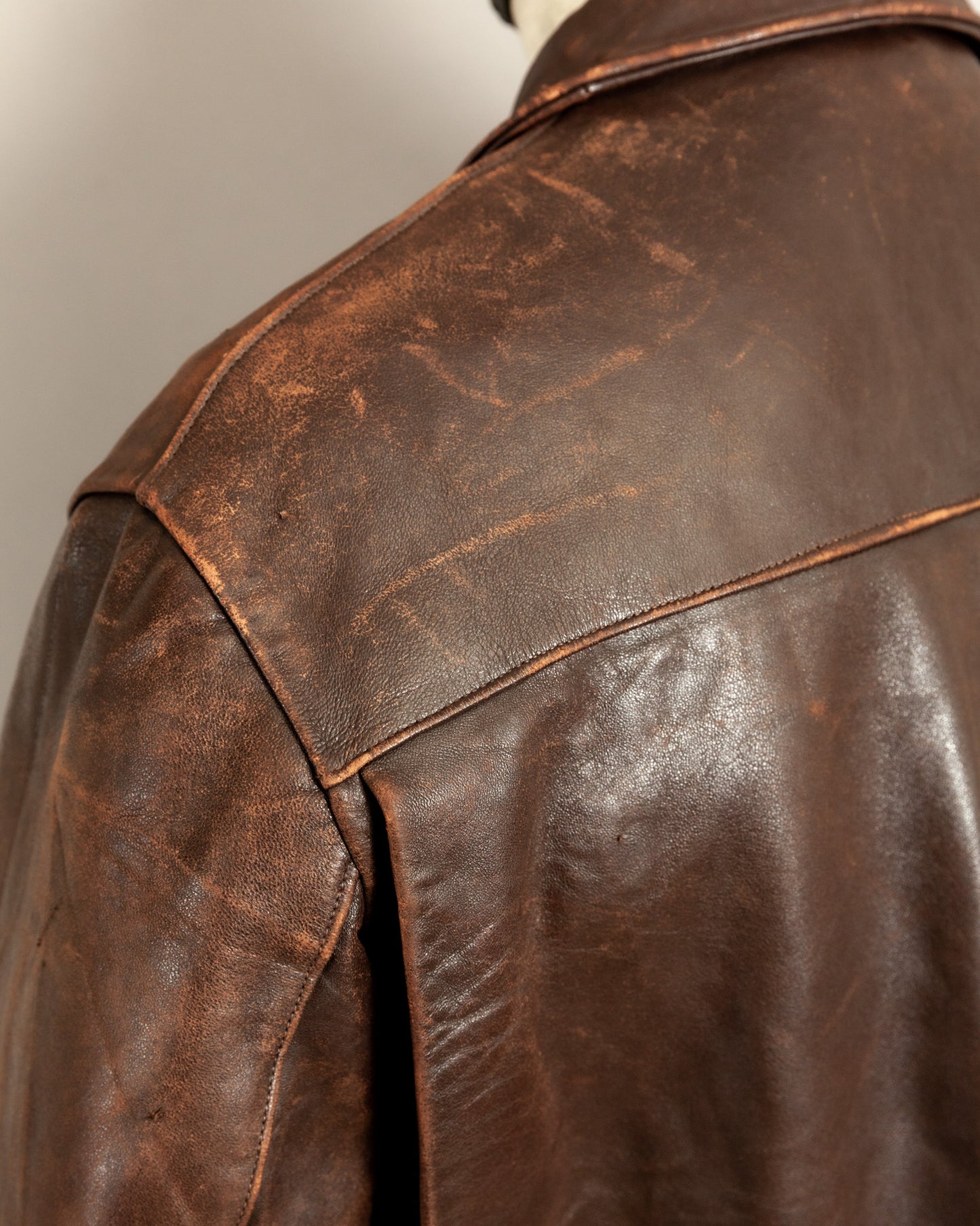 Vintage 1940s French Horsehide Leather Car Coat Large (44S)