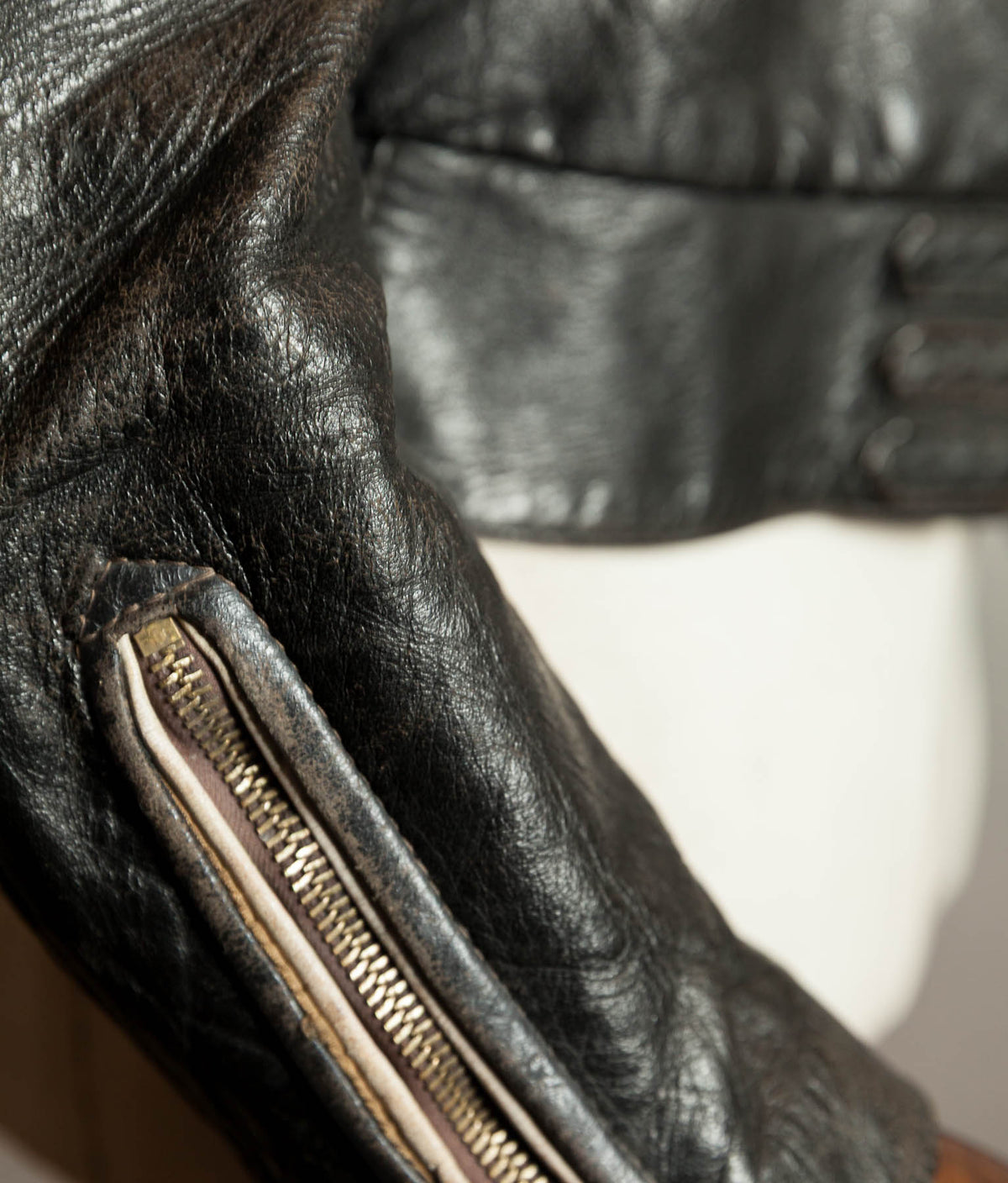 Original 1950s Swiss Leather Motorcycle Jacket, Riri & ZIPP Hardware